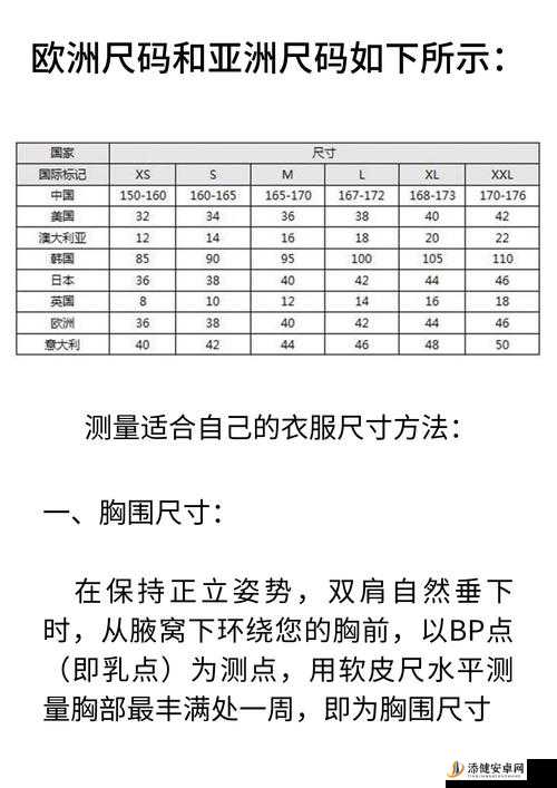 亚洲尺码与欧洲尺码对照大揭秘：全面深入解读两者差异及转换要点